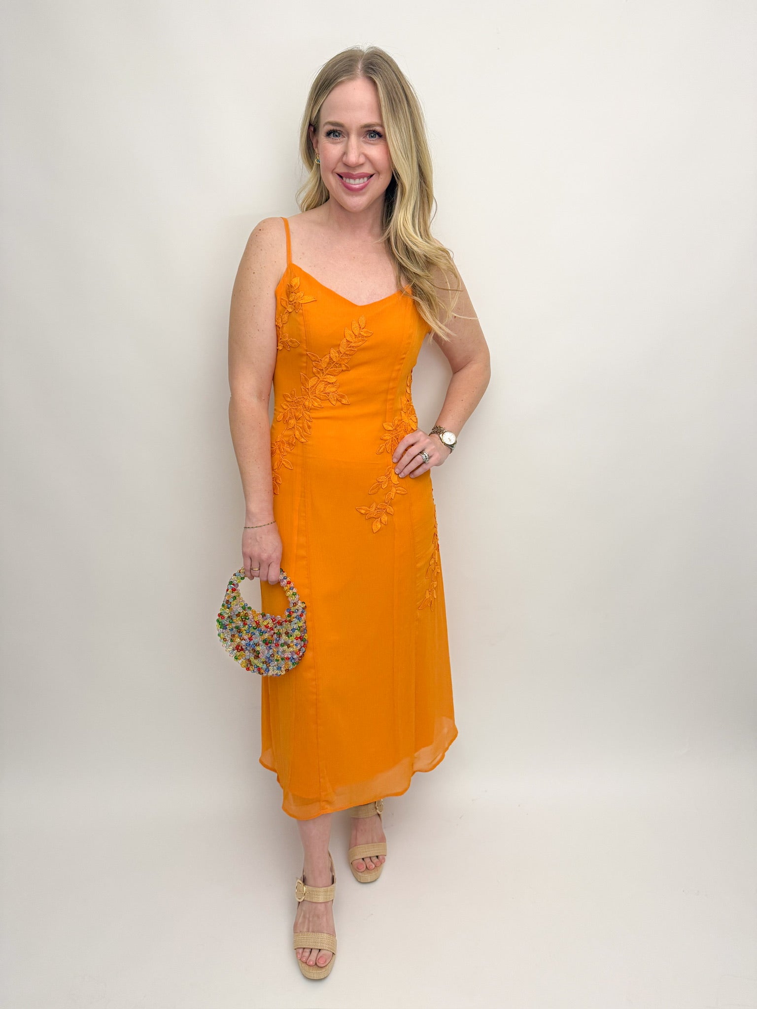 Prickly Petal Applique Midi Dress