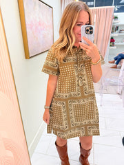 Olive Bandana Getaway Mini Dress