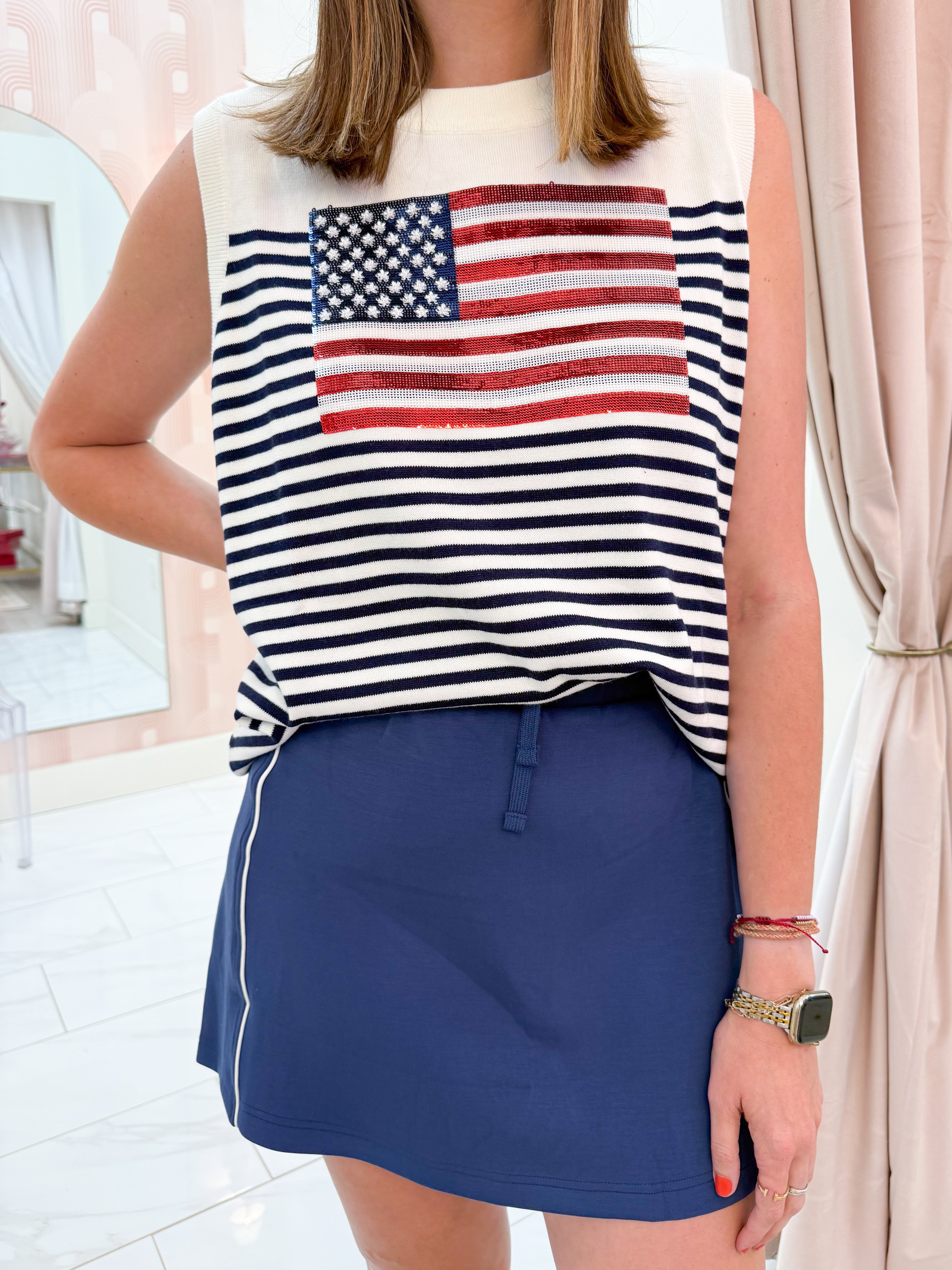 Knit American Flag Stripe Tank