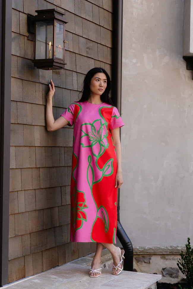Elliot Dress Fuchsia Outline