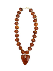 Athens Tortoise Beaded Necklace with Heart Charm