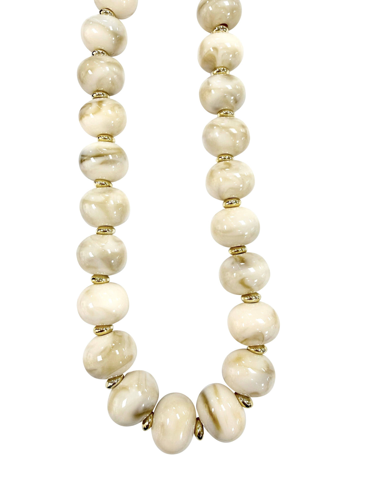Marble Chunky Beaded Necklace- Cream