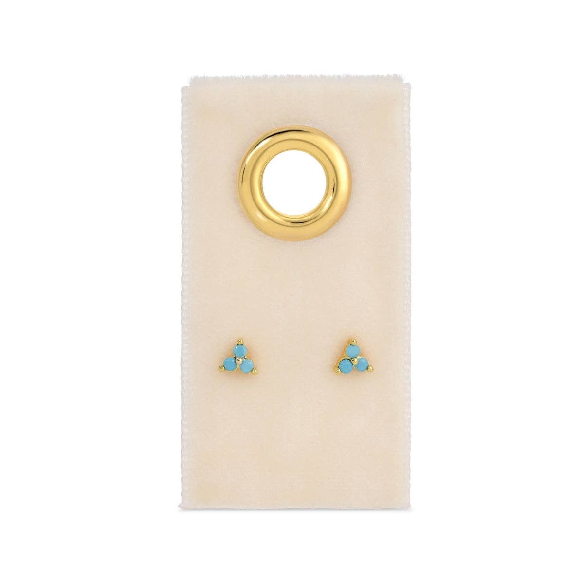 Turq Triple Cluster Studs on Velvet Tag
