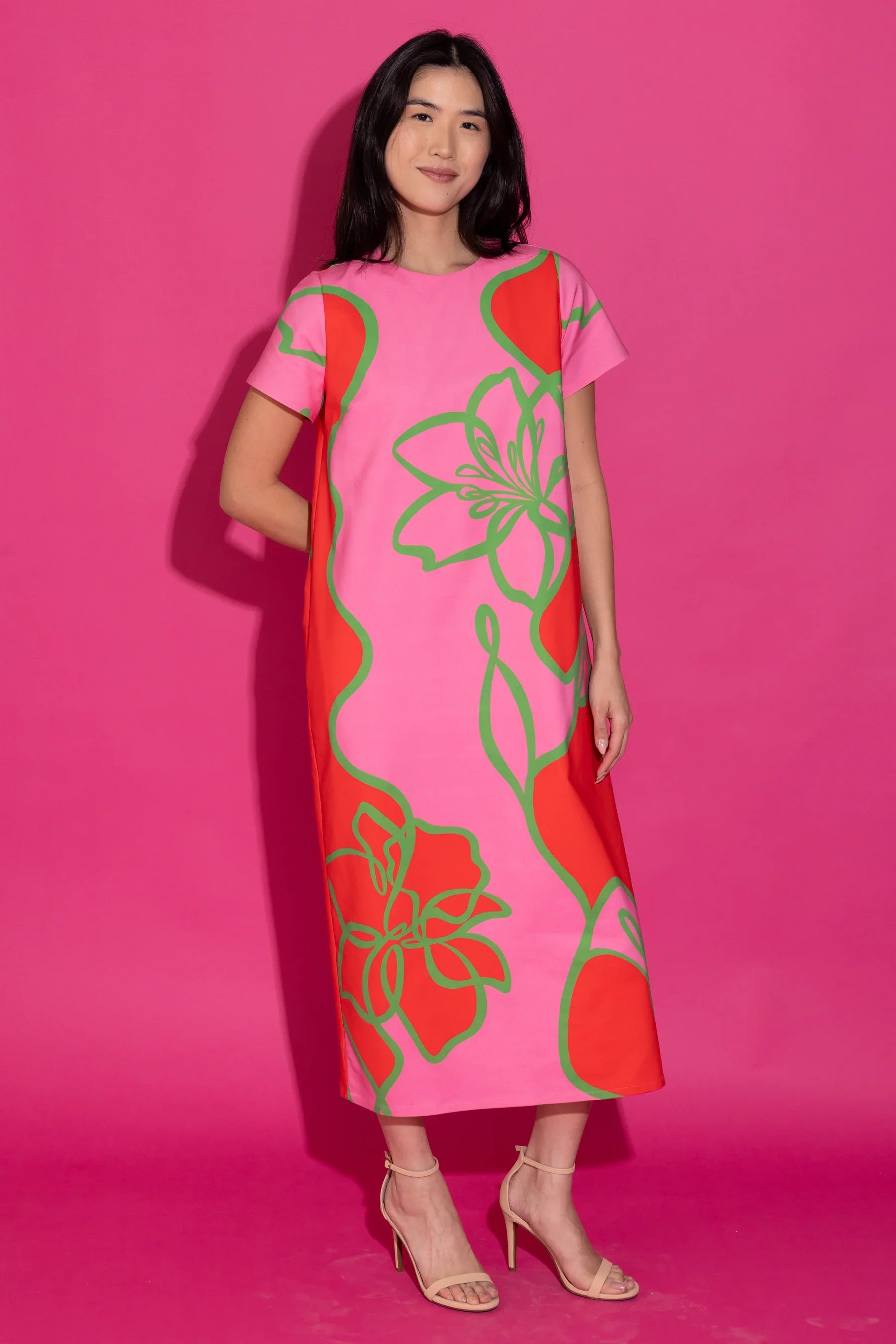 Elliot Dress Fuchsia Outline