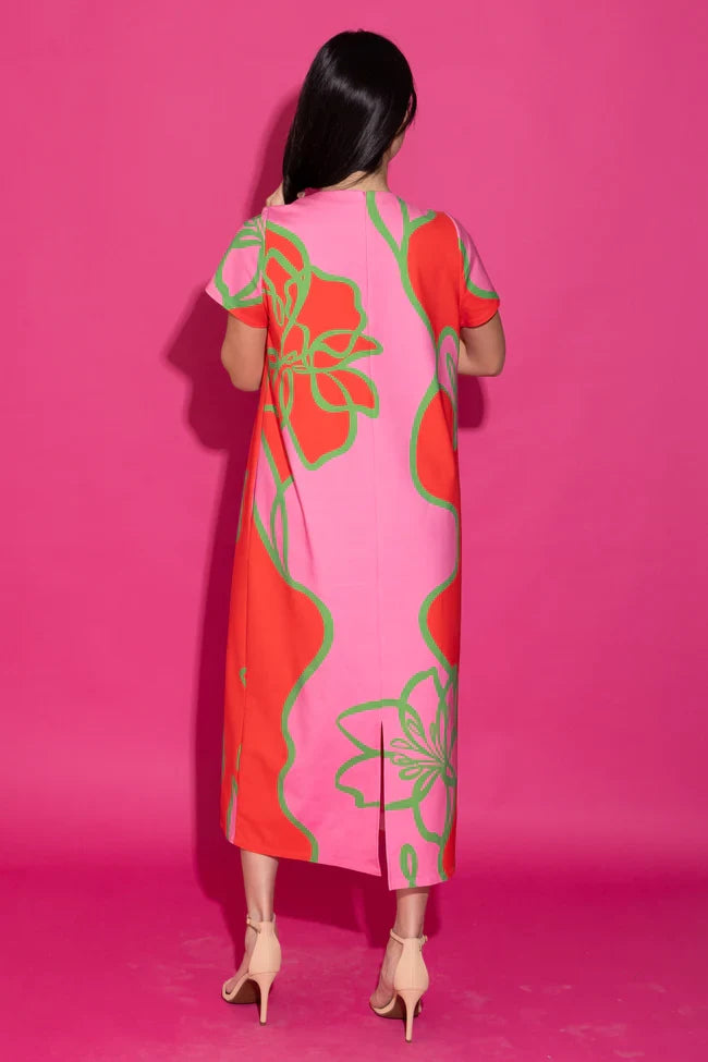 Elliot Dress Fuchsia Outline
